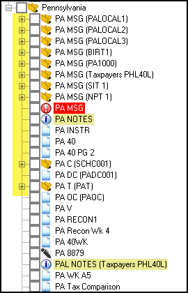 Image of collapsed PA groups in View/Print Mode